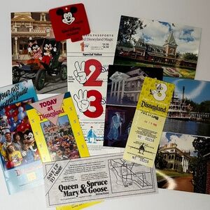 Vintage Disneyland Ephemera Lot (1988) Tickets • Passports • Postcards • Guides